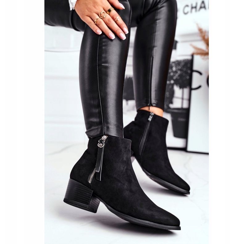 EVE Damskie botki na obcasie ocieplane czarne Discretely 2