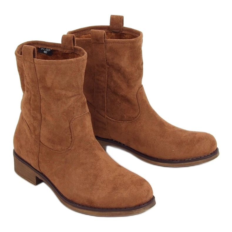 Botki damskie zamszowe camel ST-18P Camel brązowe 1