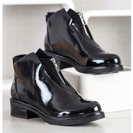 Gogo Lakierowane Botki Z Suwakiem czarne 2