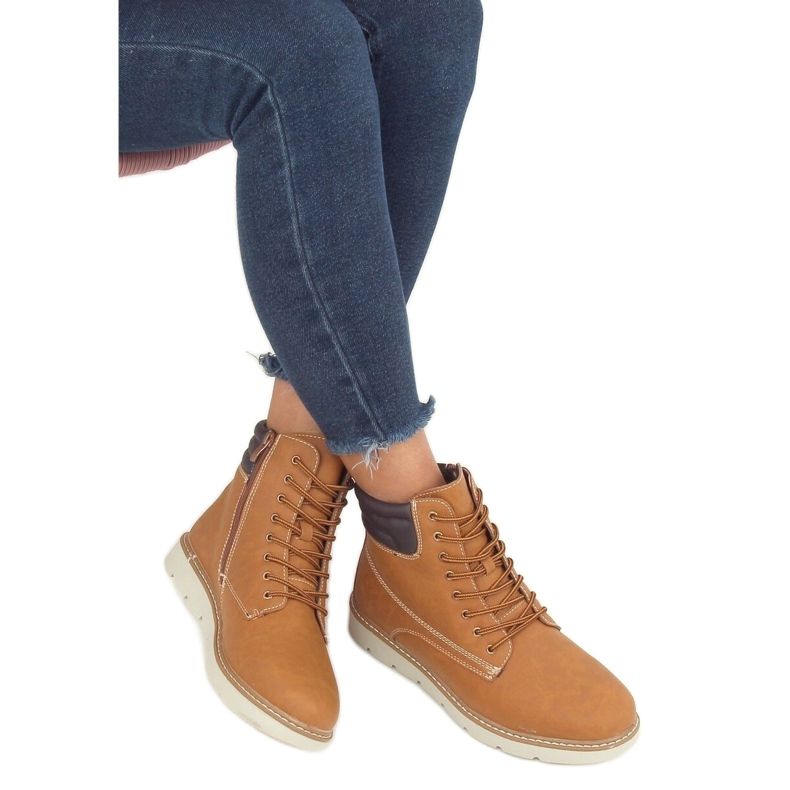 Timberki grubo ocieplone camel P332-1 CAMEL/BROWN brązowe żółte 1