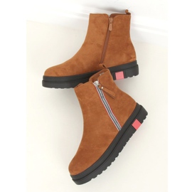 Botki na płaskiej podeszwie camel NS150P Camel brązowe 1