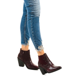 Bordowe botki na słupku kowbojki Harriet czerwone 1