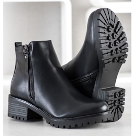 Ideal Shoes Wygodne Czarne Botki 3