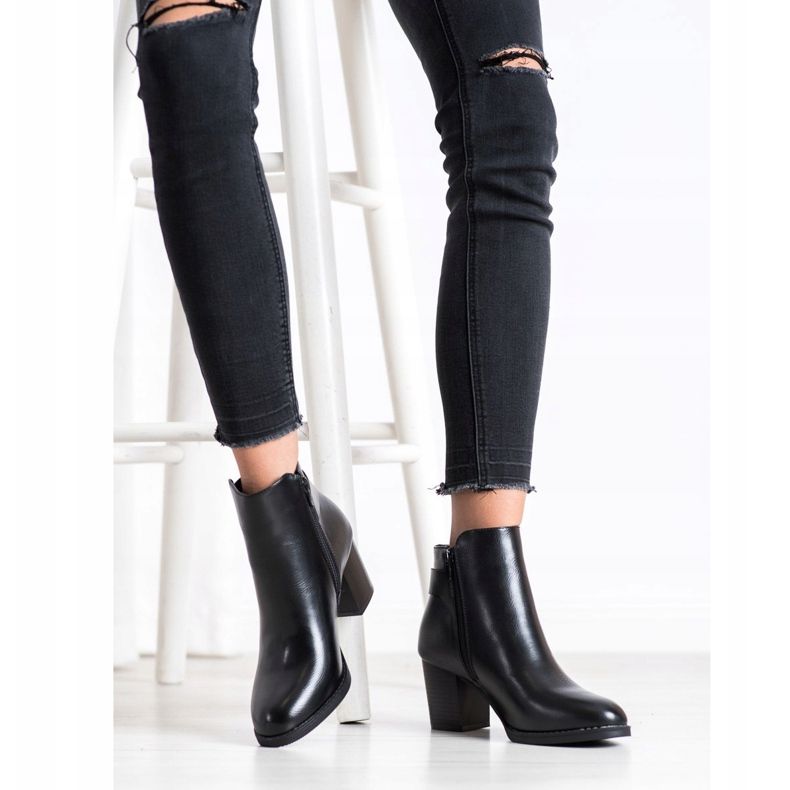 J. Star Wygodne Botki Na Słupku czarne 1