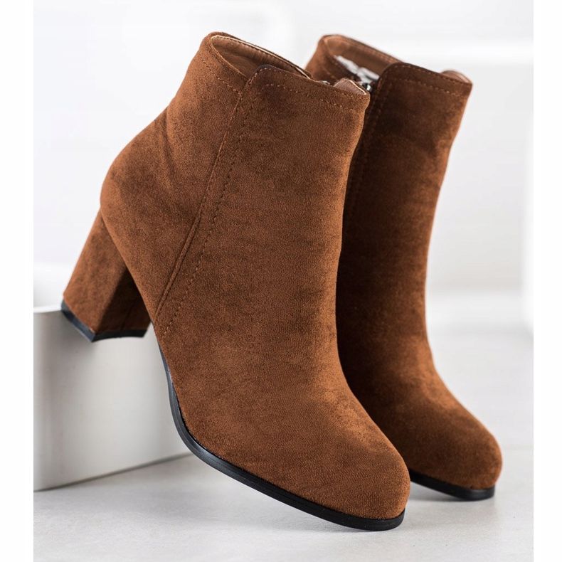 Wilady Modne Camelowe Botki brązowe wielokolorowe 2