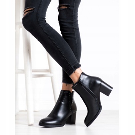 J. Star Klasyczne Botki Z Ozdobami czarne 2