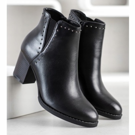 J. Star Klasyczne Botki Z Ozdobami czarne 1
