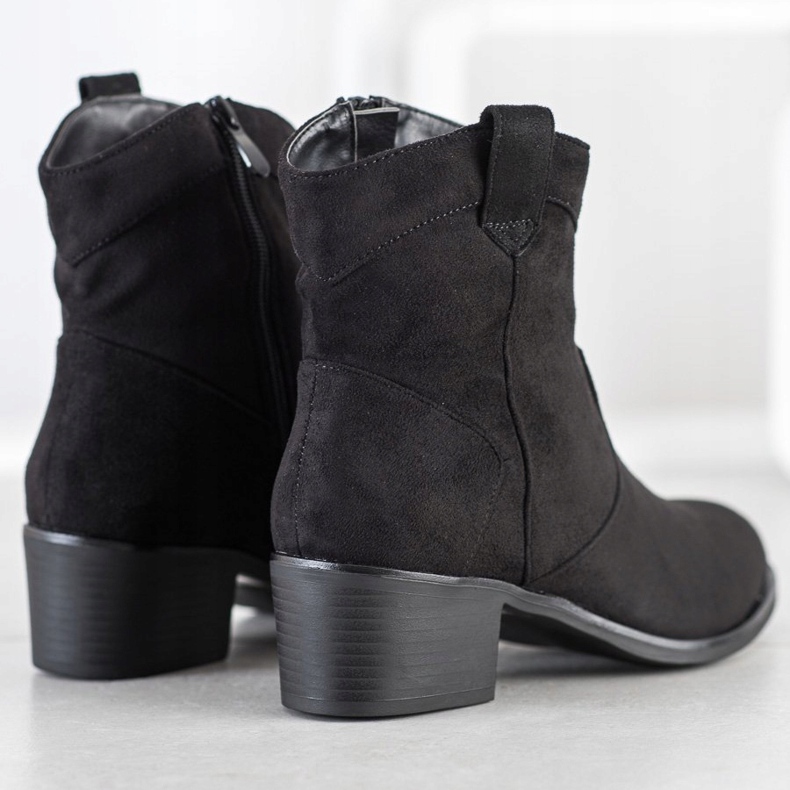 SHELOVET Czarne Botki Kowbojki 1