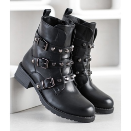 SHELOVET Ciepłe Workery Z Ozdobami czarne 2