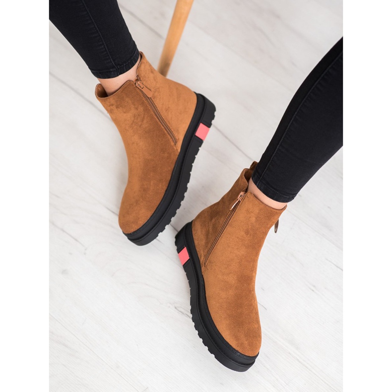 Seastar Botki Na Czarnej Platformie brązowe 1