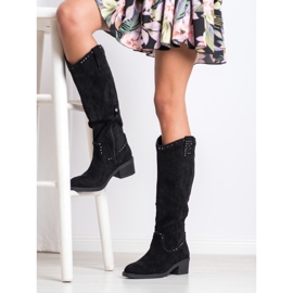 Small Swan Kozaki Kowbojki Z Ozdobami czarne 1