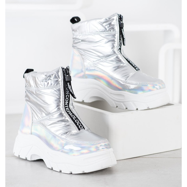 SHELOVET Śniegowce Na Suwak srebrny 2