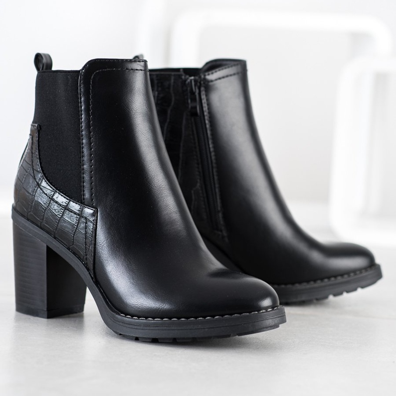 Super Me Klasyczne Botki Z Ociepleniem czarne 2