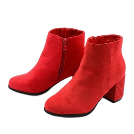 Czerwone brokatowe botki na słupku Slatemark 2