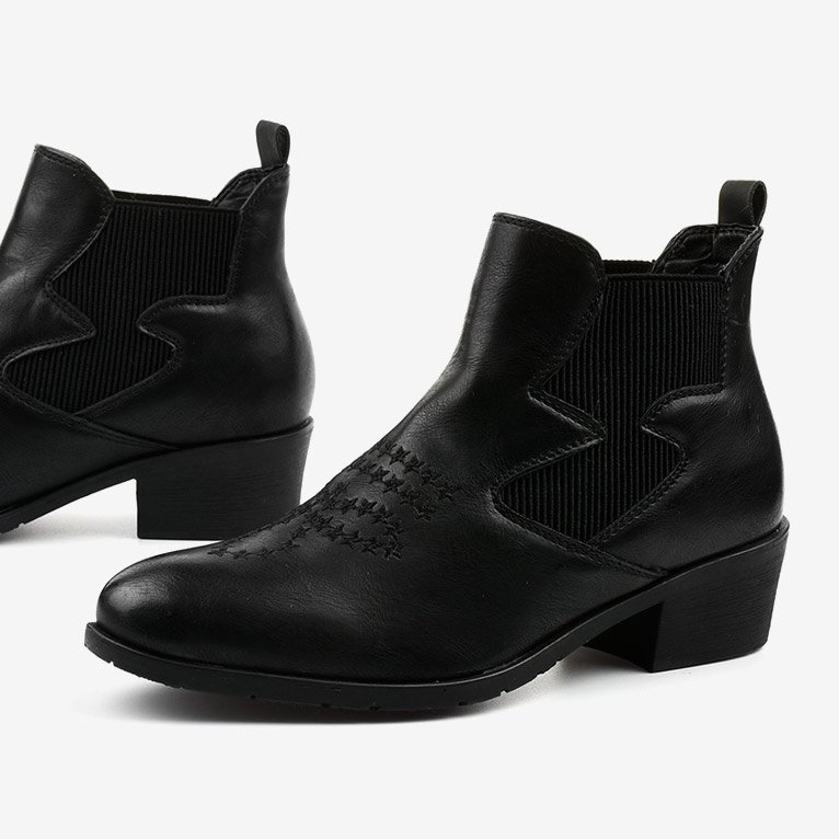 Czarne niskie botki kowbojki Fancyroot 1