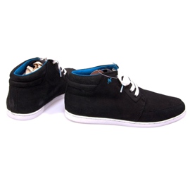 Wysokie Skórzane Trampki Mid Czarny białe czarne 1