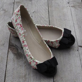 Balerinki Z Kokardą 6148 kolorowe białe 1