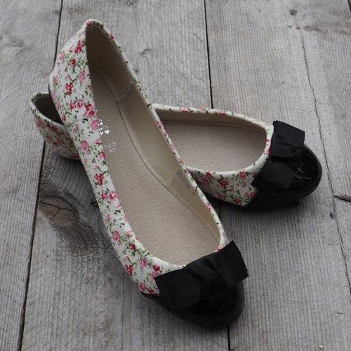 Balerinki Z Kokardą 6148 kolorowe białe 1