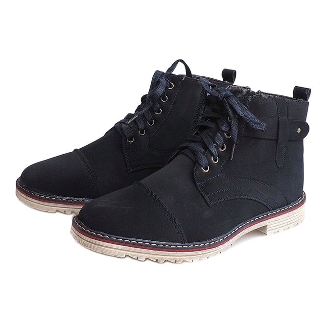 Wysokie Ocieplane Półbuty Wiązane M589 Granat granatowe 1