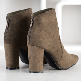 Ideal Shoes Klasyczne Botki Na Słupku brązowe khaki 1