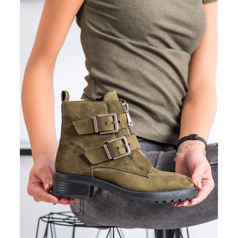 Corina Casualowe Workery khaki zielone 2