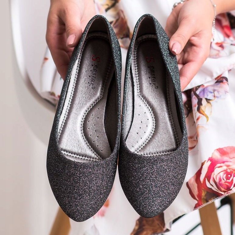 Seastar Brokatowe Baleriny srebrny szare 2