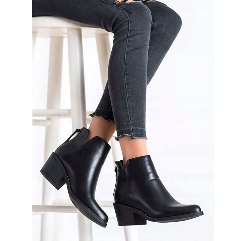 Kayla Wygodne Botki Z Eko Skóry czarne 1