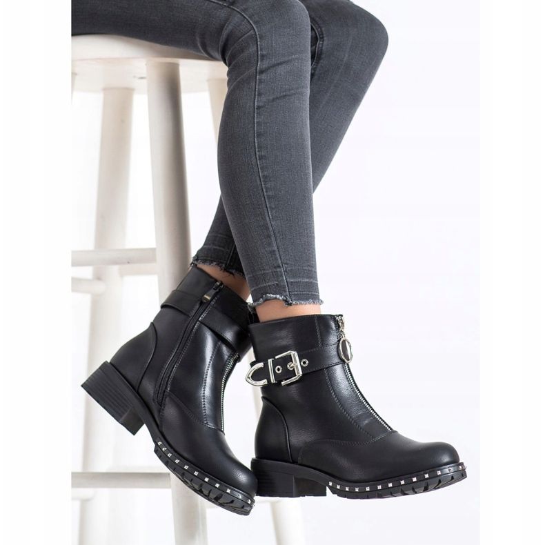 Kayla Stylowe Czarne Workery 2