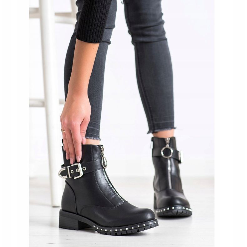 Kayla Stylowe Czarne Workery 1