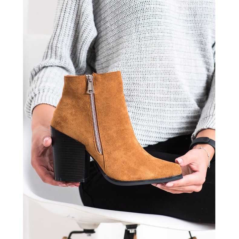 Marquiz Ciepłe Botki Z Ozdobnym Suwakiem beżowy żółte 1