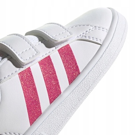 Buty dla dziewczynki adidas Grand Court biało-różowe EG3815 białe 3