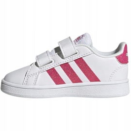 Buty dla dziewczynki adidas Grand Court biało-różowe EG3815 białe 1