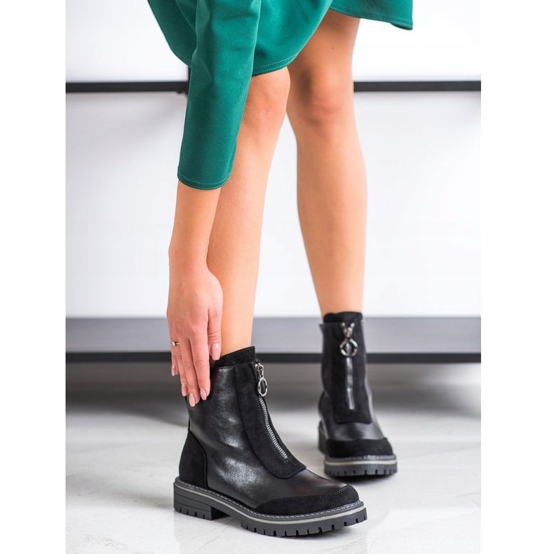 J. Star Ciepłe Workery Na Suwak czarne 1