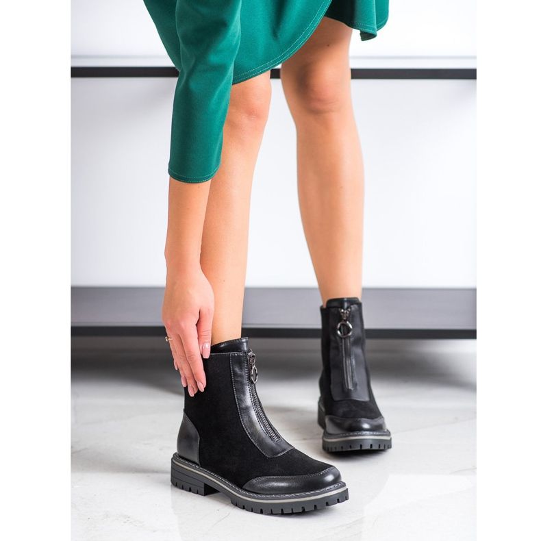 J. Star Ciepłe Workery Na Suwak czarne 1