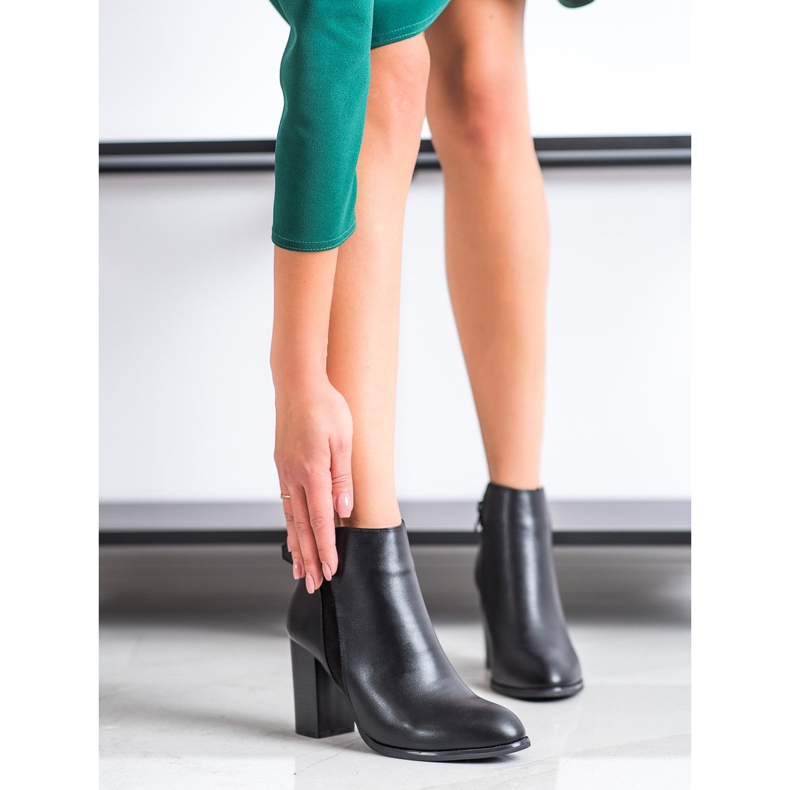 Cm Paris Eleganckie Botki Z Eko Skóry czarne 1