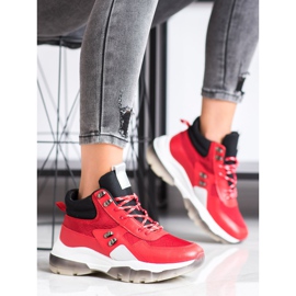 SHELOVET Czerwone Sneakersy Fashion czarne 2