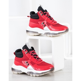 SHELOVET Czerwone Sneakersy Fashion czarne 3