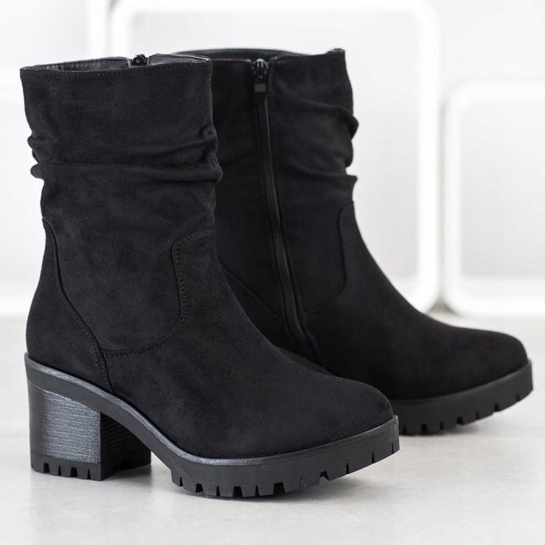 Flyfor Botki Z Marszczoną Cholewką czarne 1