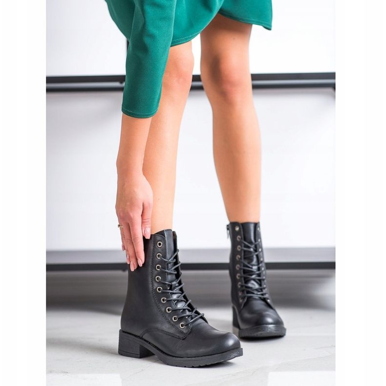 Super Me Wysokie Czarne Traperki 1