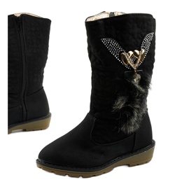 Dziecięce ocieplane kozaczki dziewczęce Eilris czarne 1