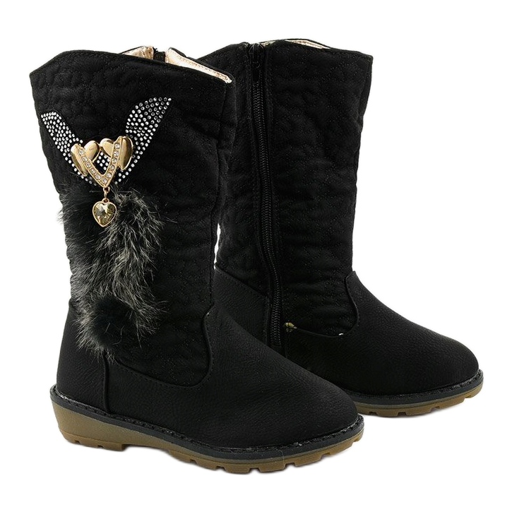 Dziecięce ocieplane kozaczki dziewczęce Eilris czarne 2