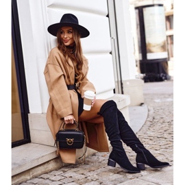 Kozaki damskie do kolana eko-zamsz czarne Can't Stop 2