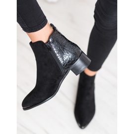 Kayla Stylowe Botki Na Niskim Słupku czarne 2