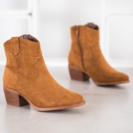 Cm Paris Stylowe Zamszowe Kowbojki brązowe 1