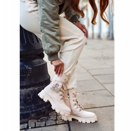 FS1 Botki Damskie Na Platformie Ocieplane Beżowe Seul beżowy 1