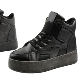 Ocieplane botki sneakersy na Riverview czarne szare 1