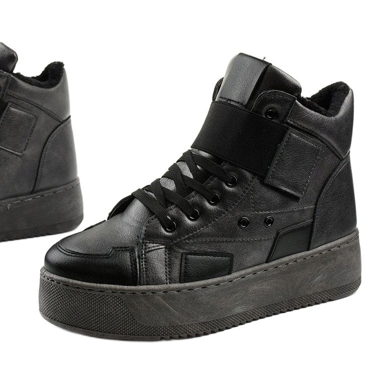 Ocieplane botki sneakersy na Riverview czarne szare 1