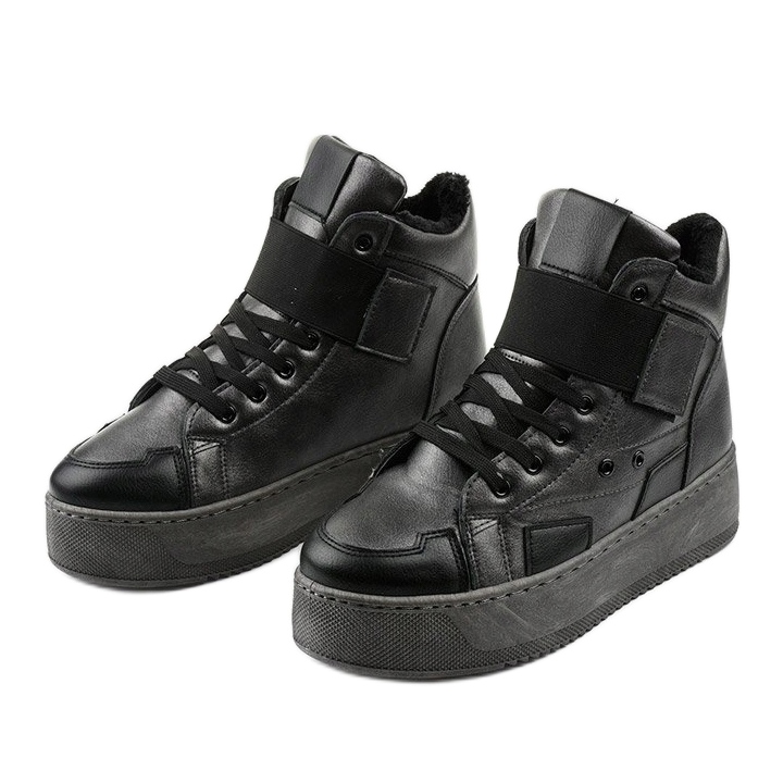 Ocieplane botki sneakersy na Riverview czarne szare 2