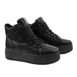 Czarne ocieplane botki sneakersy Riverview 1