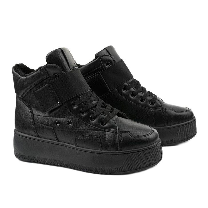 Czarne ocieplane botki sneakersy Riverview 1